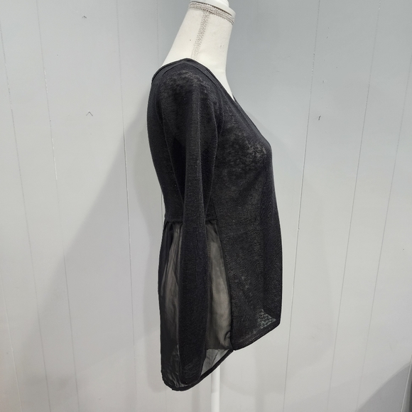 Aeropostale Small Black Long Sleeve Sheer Hi Lo Tunic - Picture 3 of 4